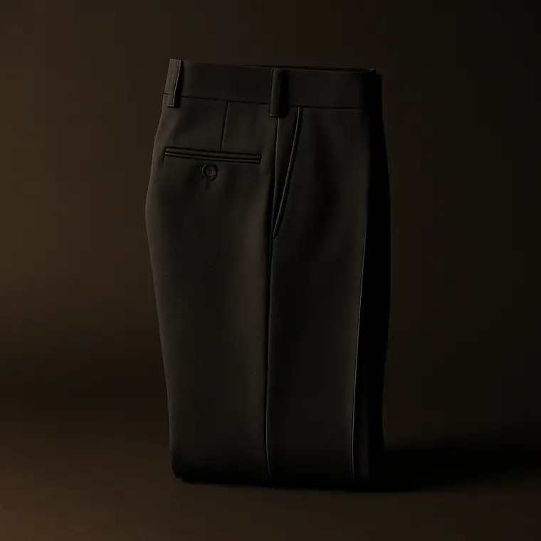 Calça de alfaiataria masculina preta dobrada